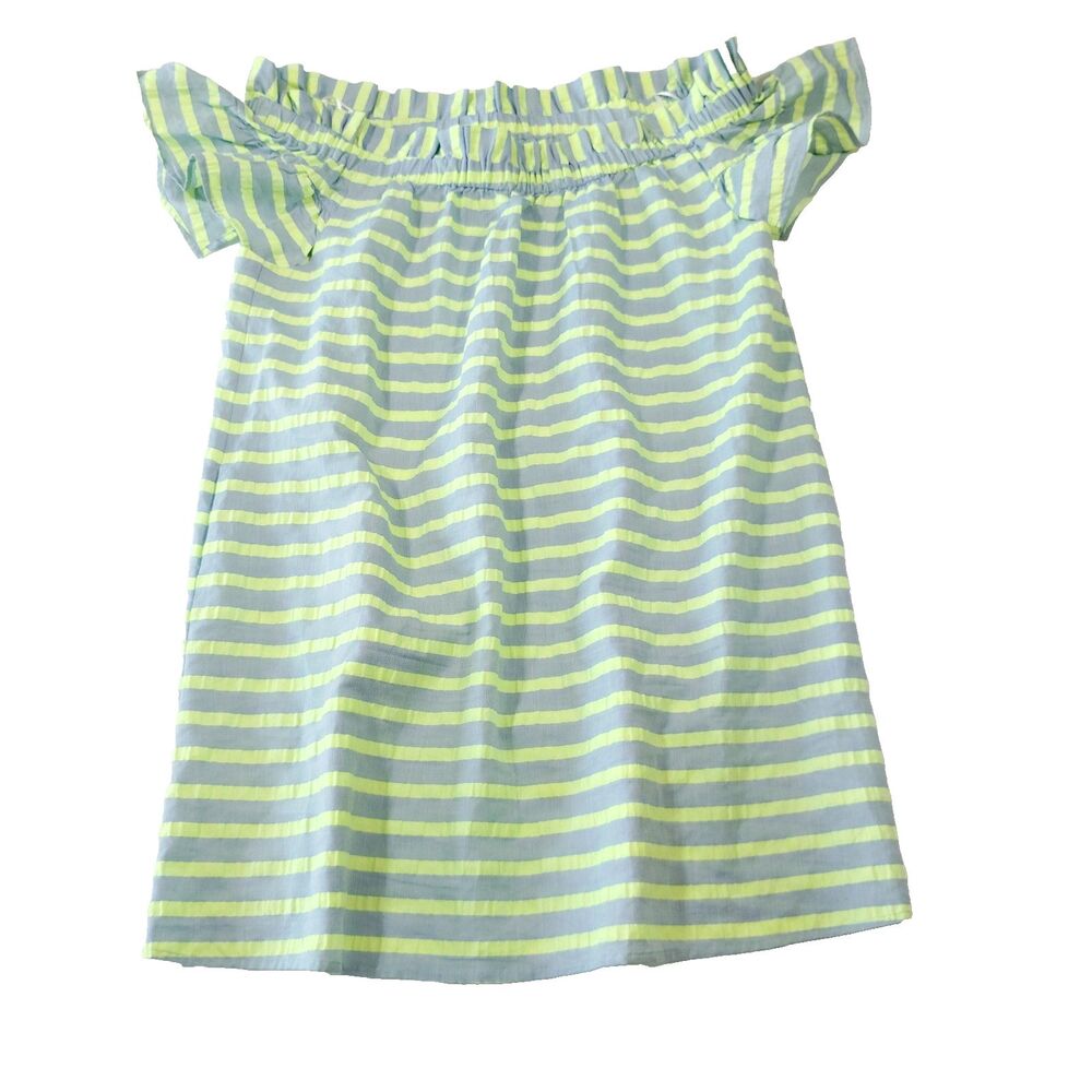 Anthro Bayside Off Shoulder Striped Dress Corey Lynn Calter M Preppy Coastal